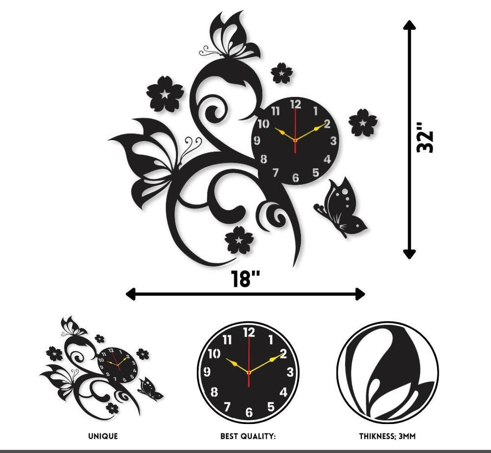 Flower butterfly diy clock