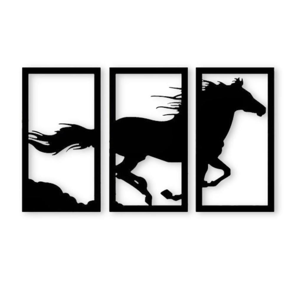 Three panel horse wall art