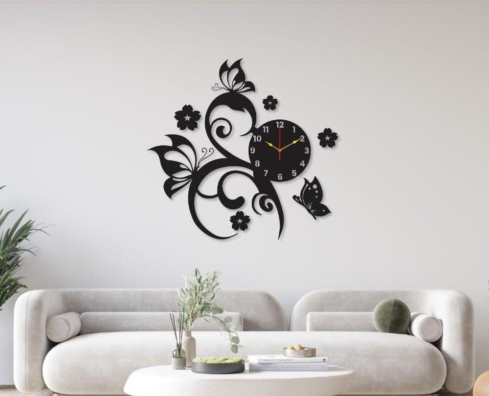 Flower butterfly diy clock