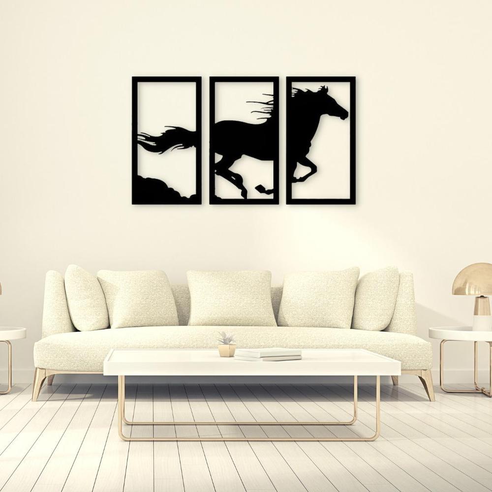 Three panel horse wall art